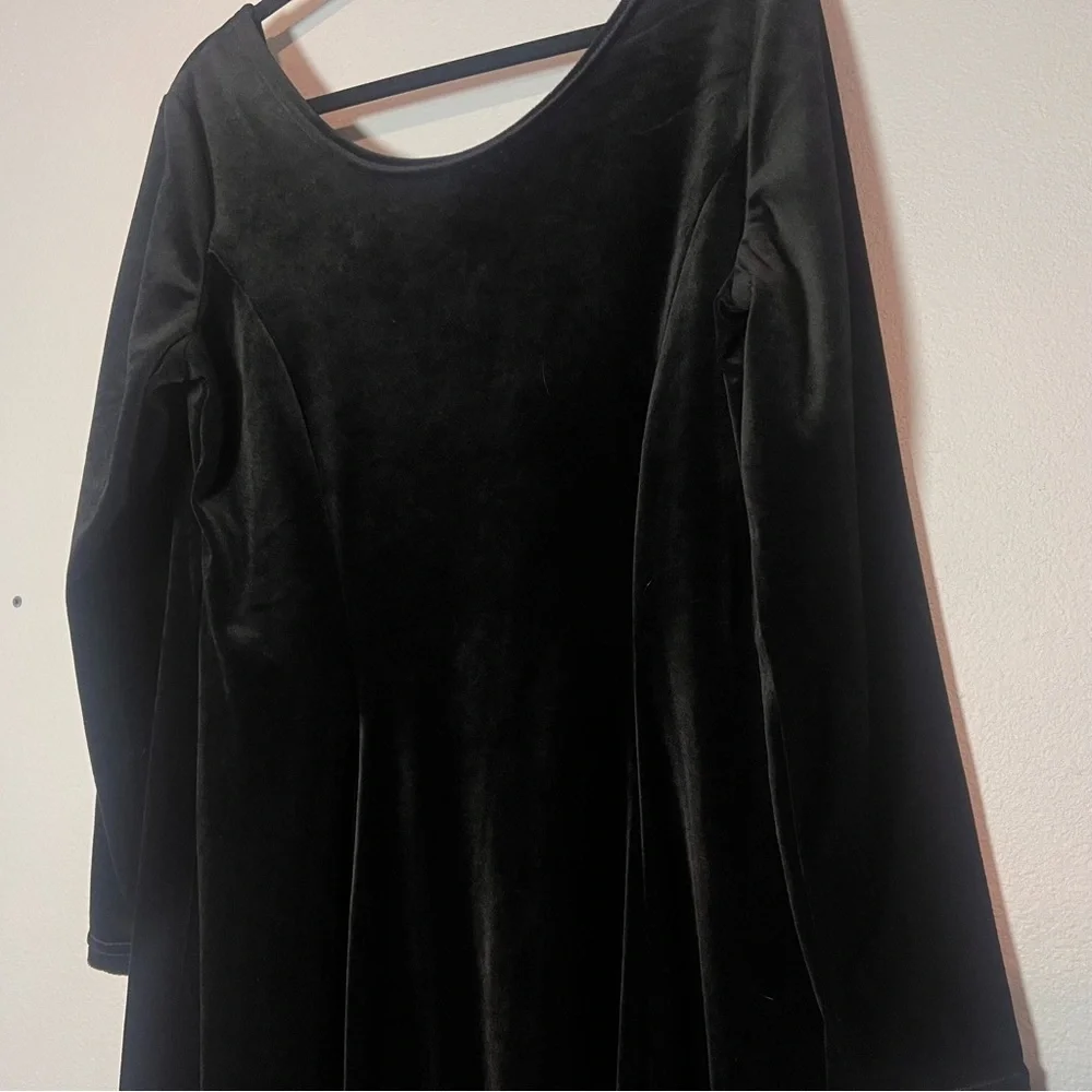 Vintage Coldwater Creek Velvet Maxi Dress Long Sleeve Black Size 16